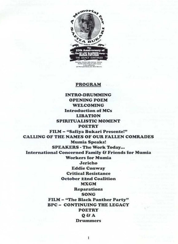 Black Panther Party 37th Anniversary -- Program