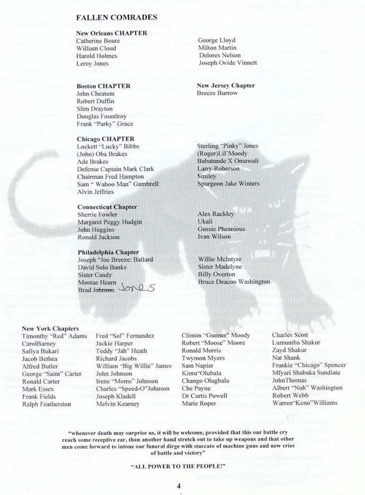 Black Panther Party 37th Anniversary -- Fallen Comrades