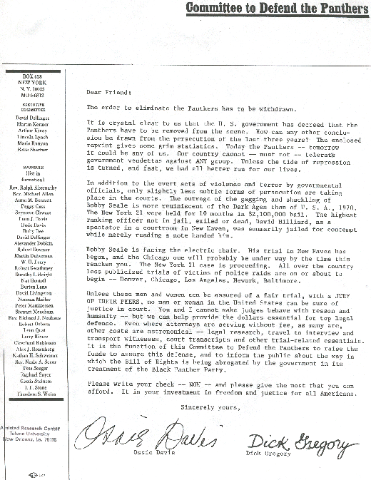Committee to Defend the Panthers flyer