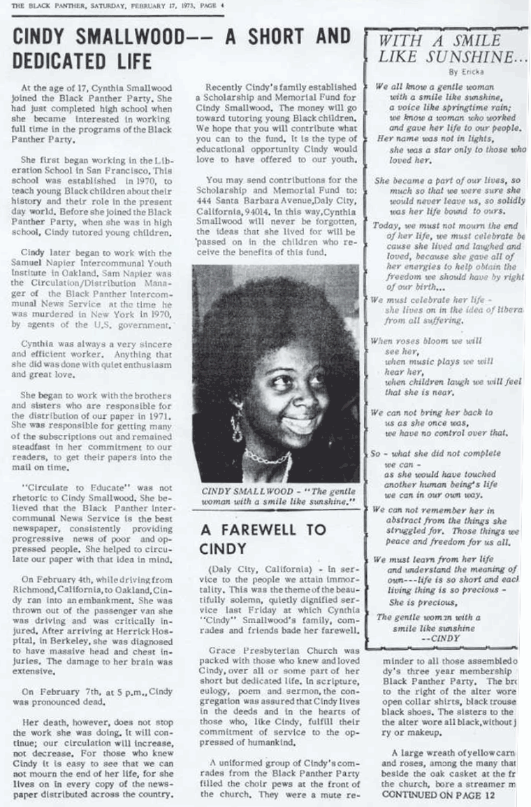 Cindy Smallwood BPP Newspaper article