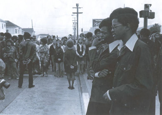 Panthers standing together during funeral