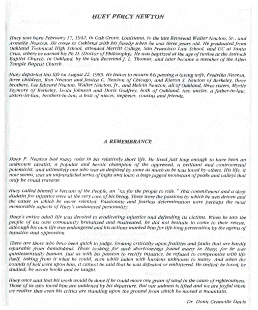 Dr. Huey P. Newton eulogy page2