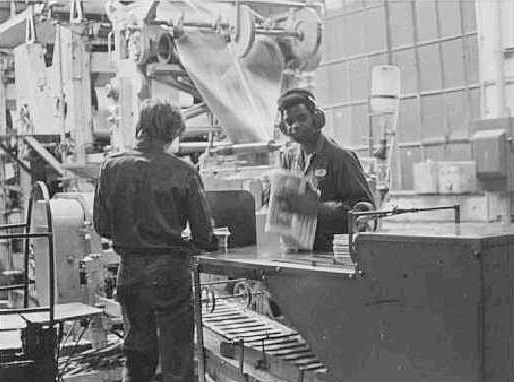 BPP newspapers coming off printing press